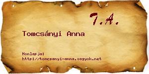 Tomcsányi Anna névjegykártya